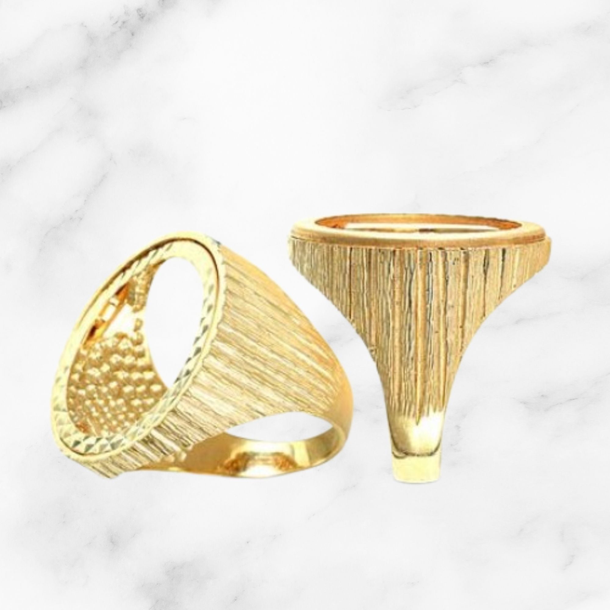 9ct Half/Full Sovereign Mount Ring with Solid Brushed Sides