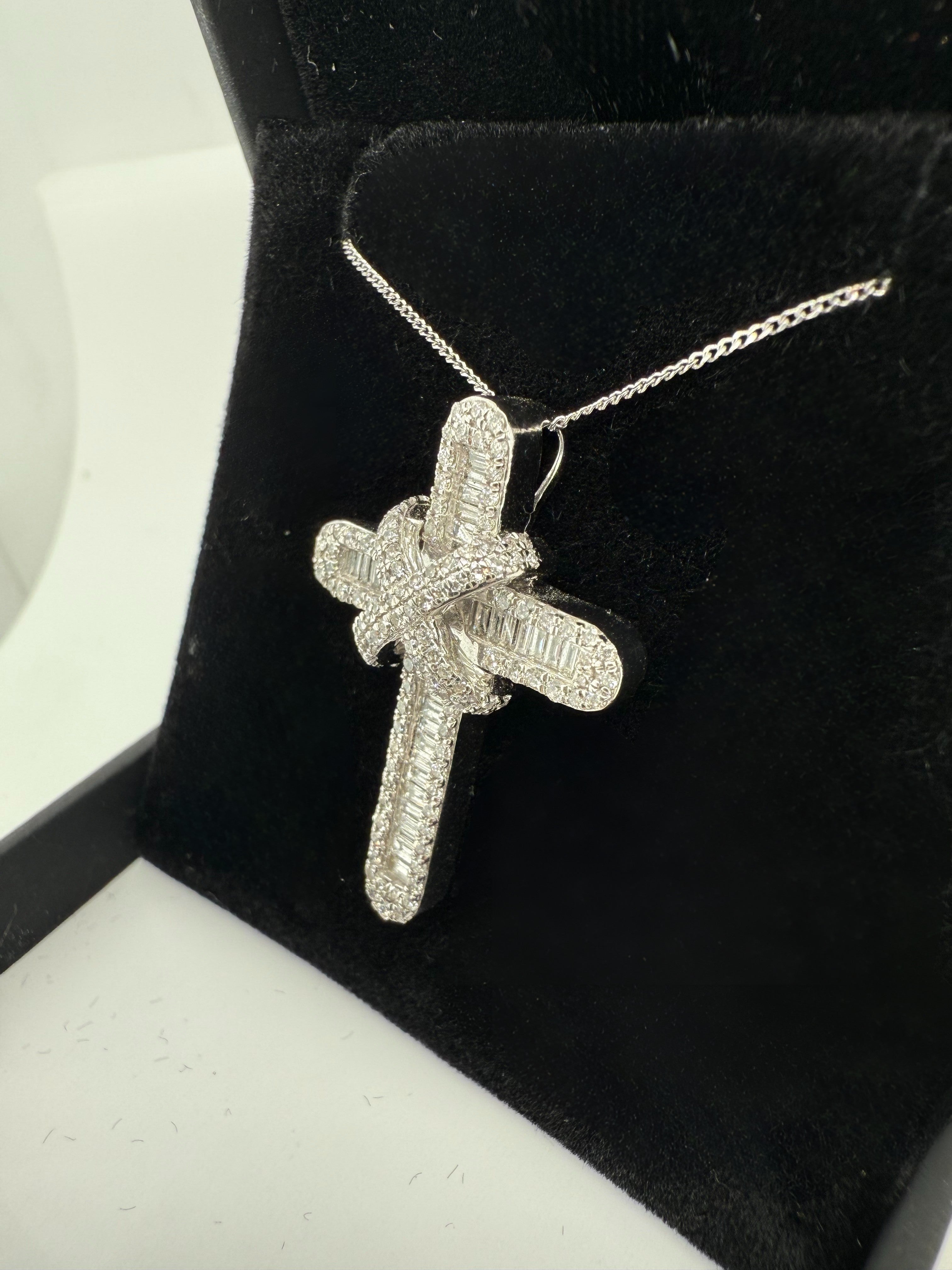 Diamond Cross Pendant (1ct) with White Gold Chain