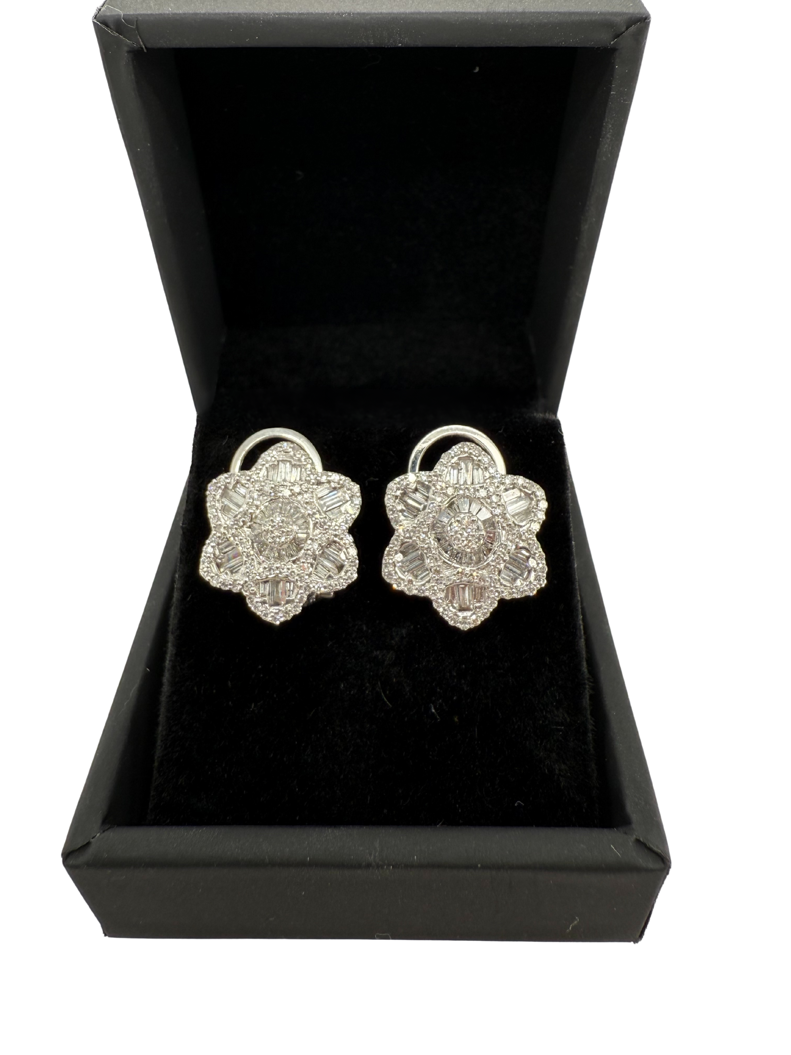 Diamond Flower Wagon Wheel Earrings