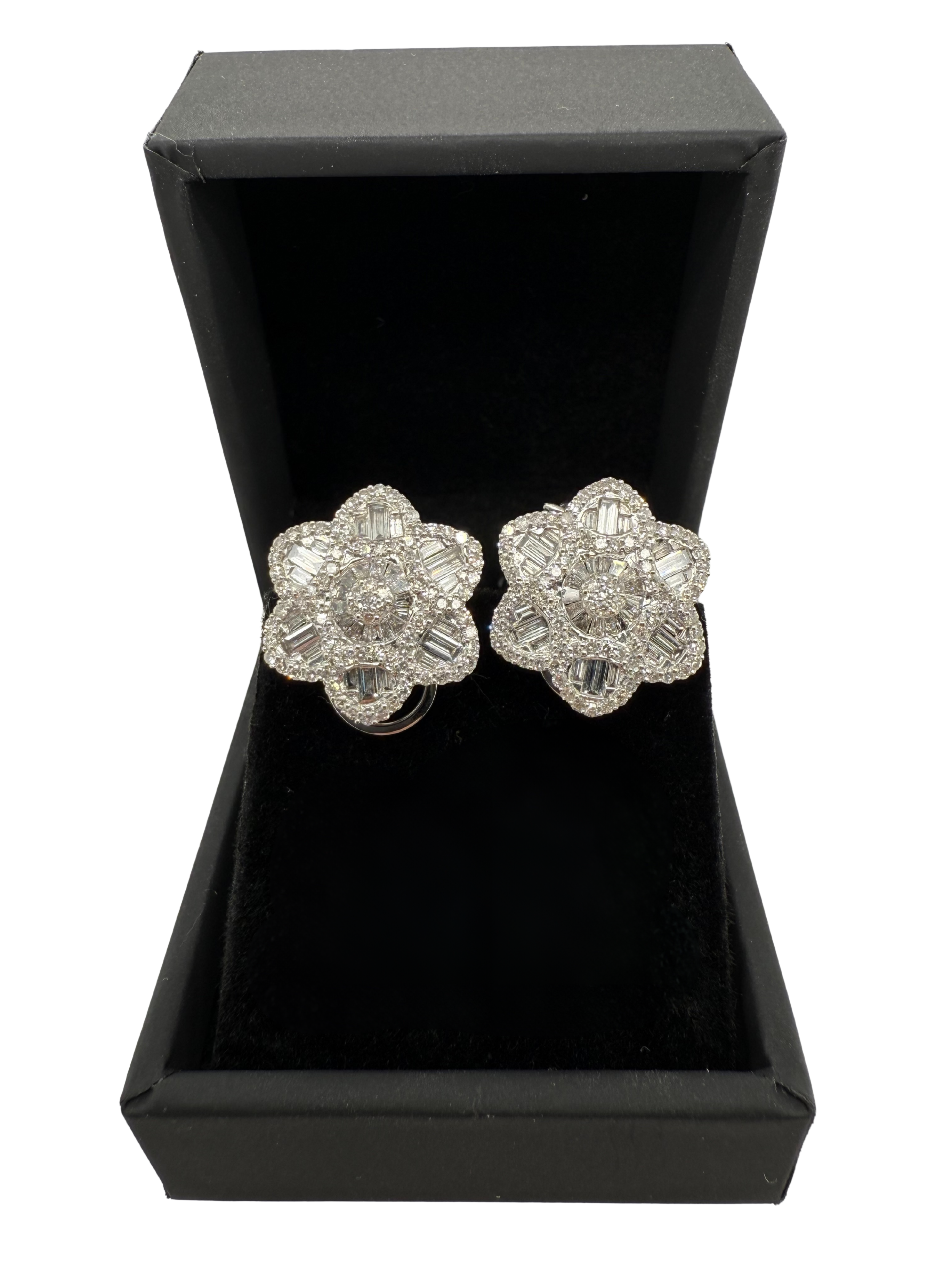 Diamond Flower Wagon Wheel Earrings