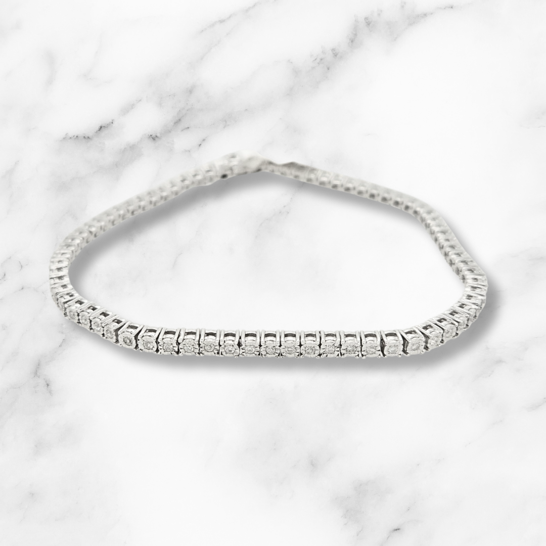 White Gold Diamond Illusion Tennis Bracelet