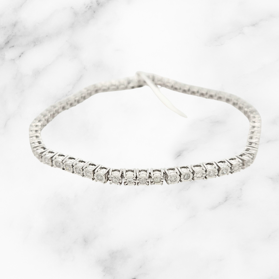 White Gold Diamond Illusion Tennis Bracelet