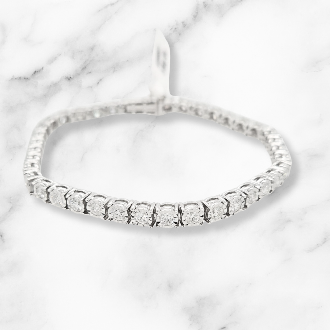 White Gold Diamond Illusion Tennis Bracelet