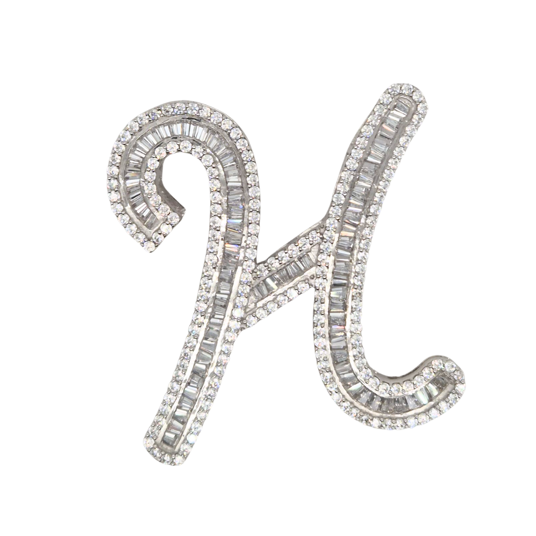 40mm Silver CZ Initial Pendant