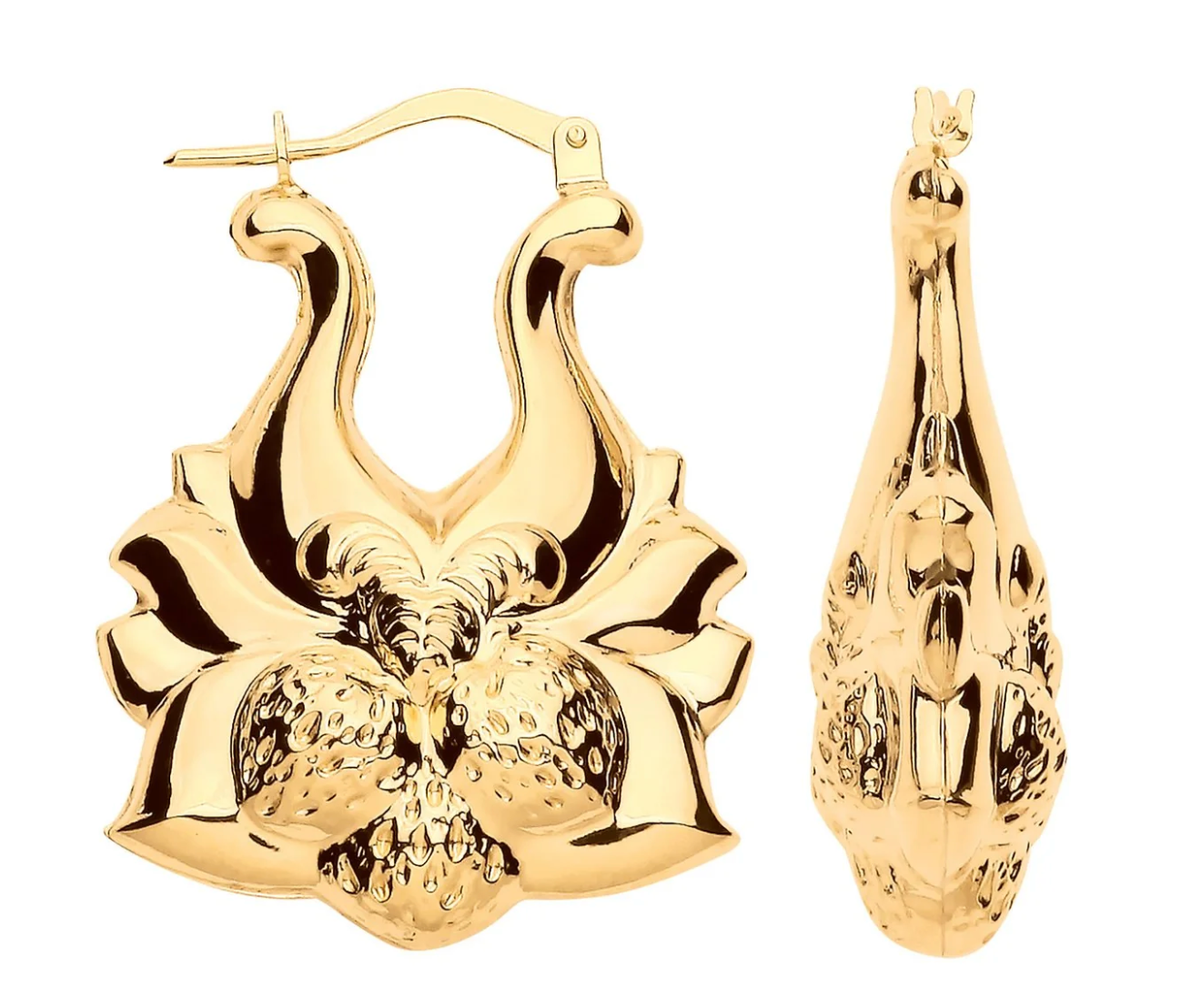 9ct Gold Strawberry Basket Creole Earrings