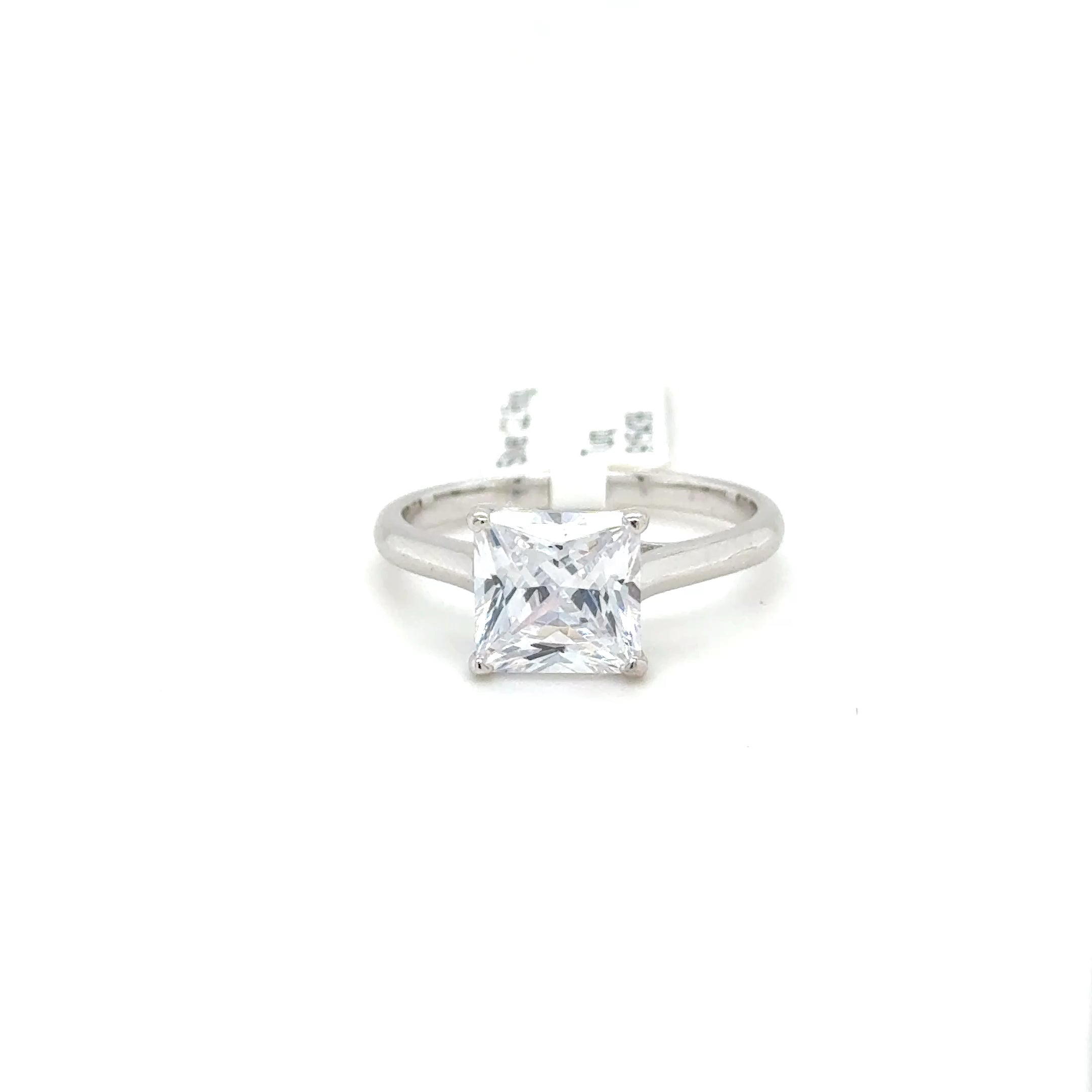 Sterling Silver Princess Cut Solitaire Ring with Cubic Zirconia