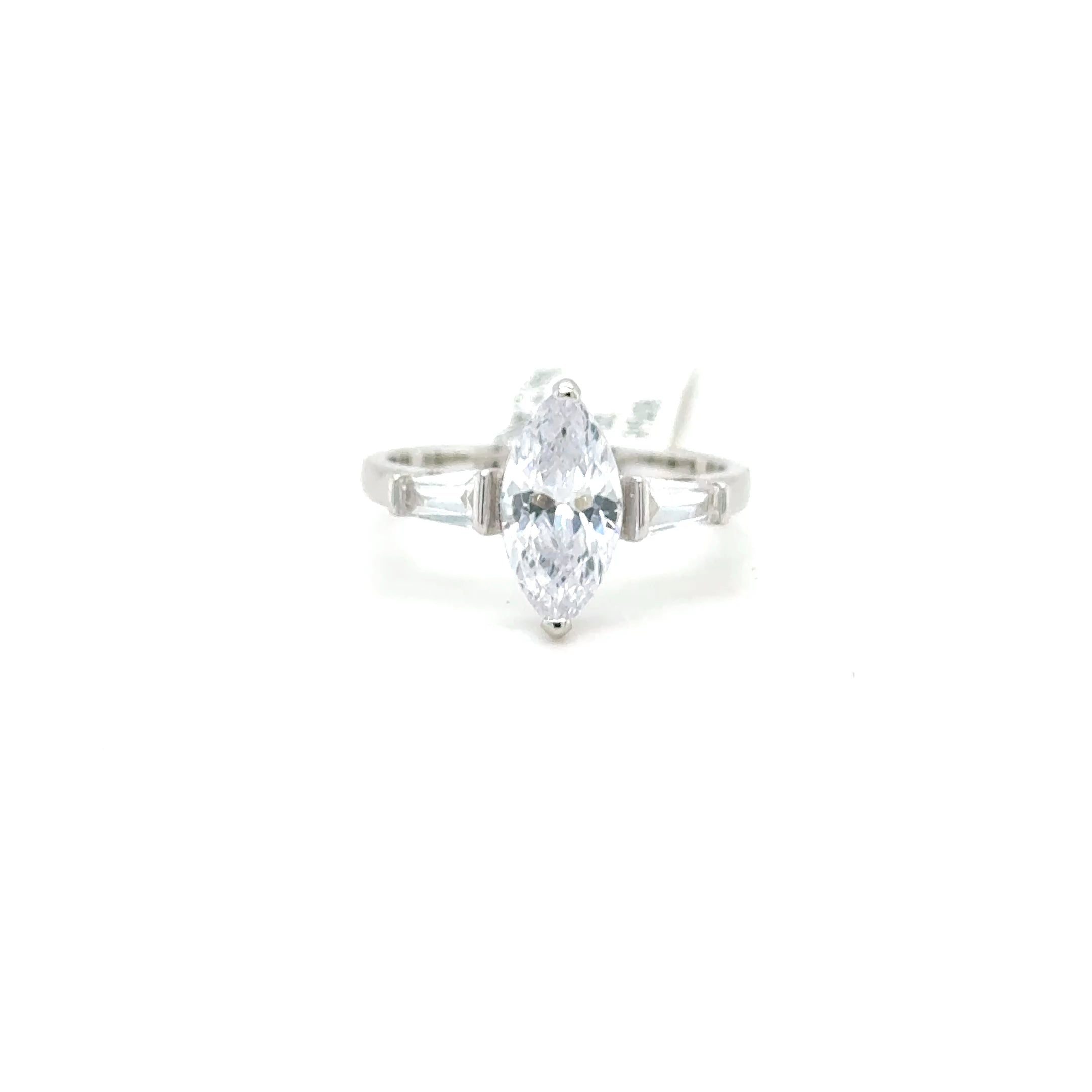 Sterling Silver Marquise Cut Ring with Cubic Zirconia