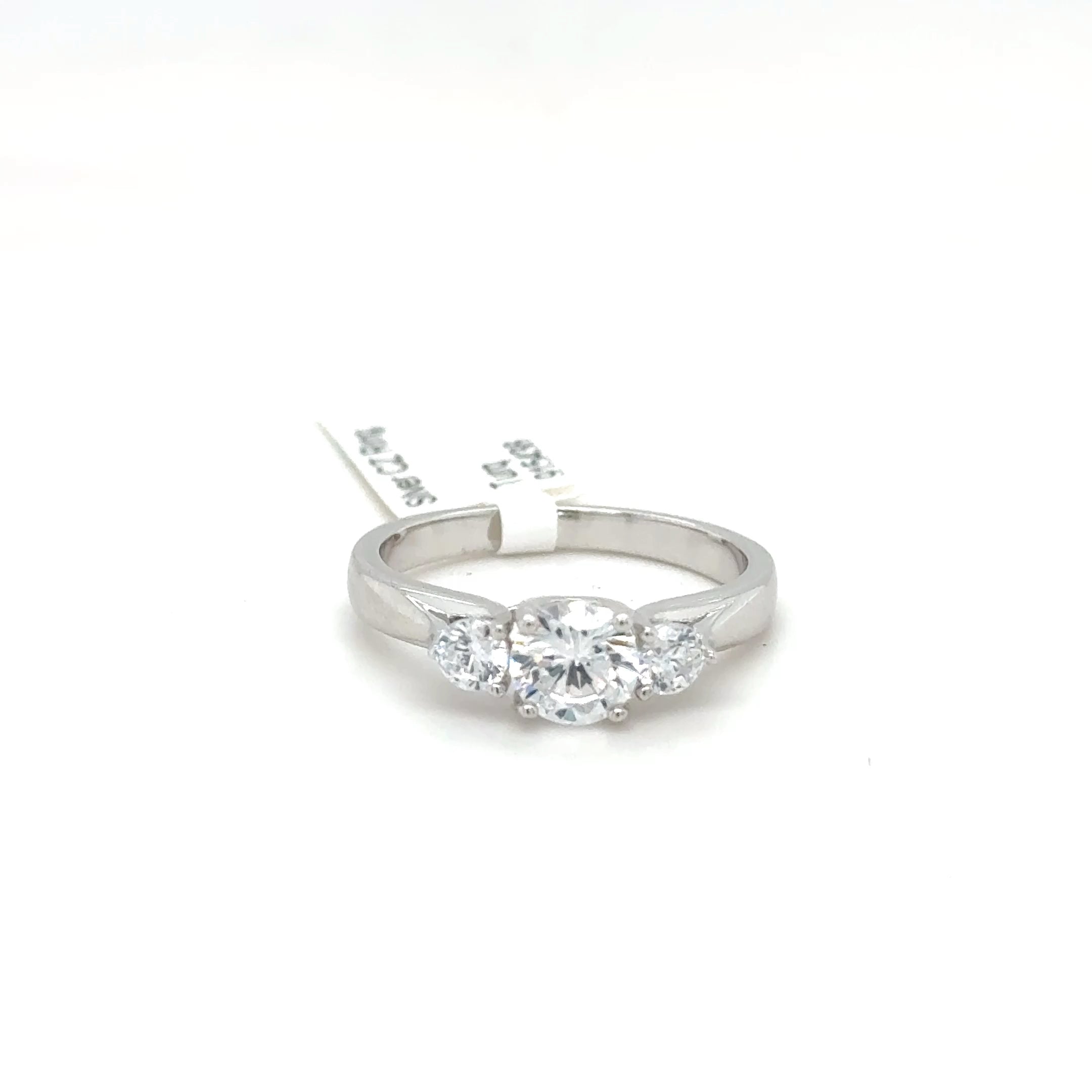 Sterling Silver Three Stone Round Cut Ring with Cubic Zirconia