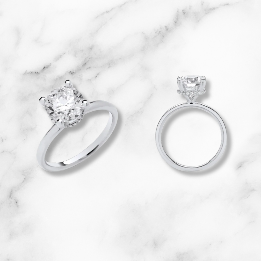 2.07ctw Solitaire Brilliant Cut with Hidden Halo Diamond Ring (Lab Grown)