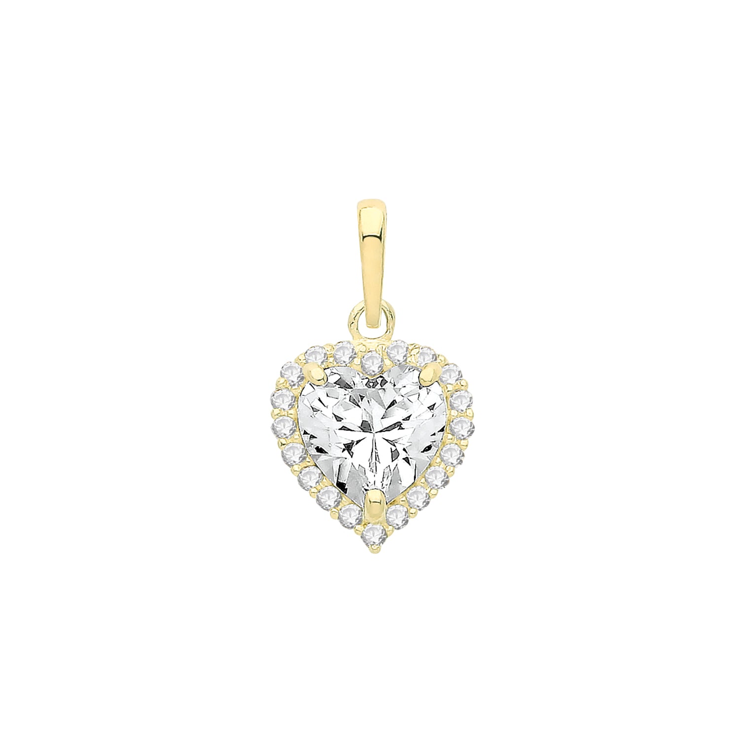 9ct Gold Heart Pendant with CZ Stones - PN1246