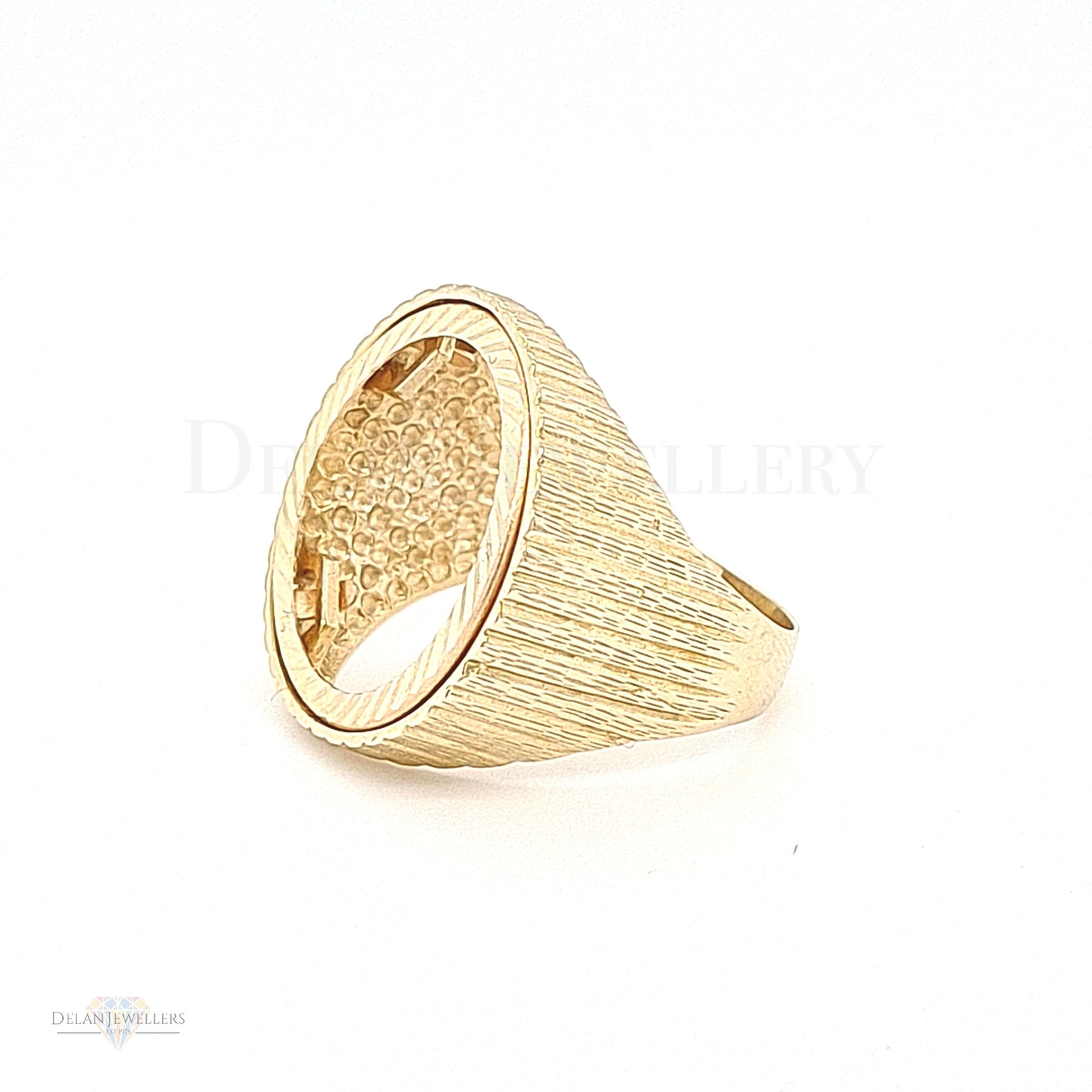 9ct Half/Full Sovereign Mount Ring with Solid Brushed Sides