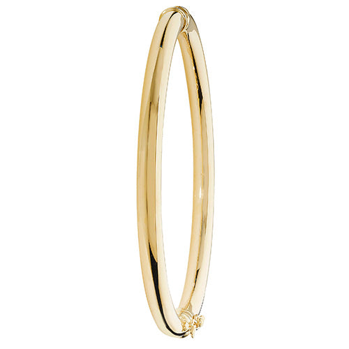 9Ct Gold Plain Hinged Bangle - BN37