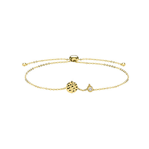 9Ct Gold Cz Set And Disc Pull Style Bracelet - BR631
