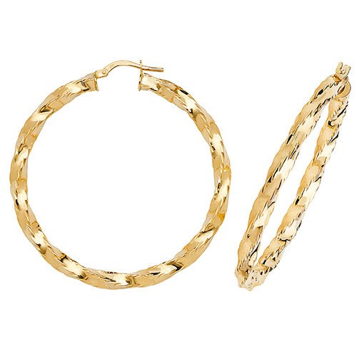 9ct Gold Twisted Hoops