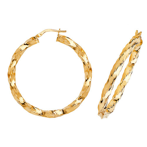 9ct Gold Twisted Hoops