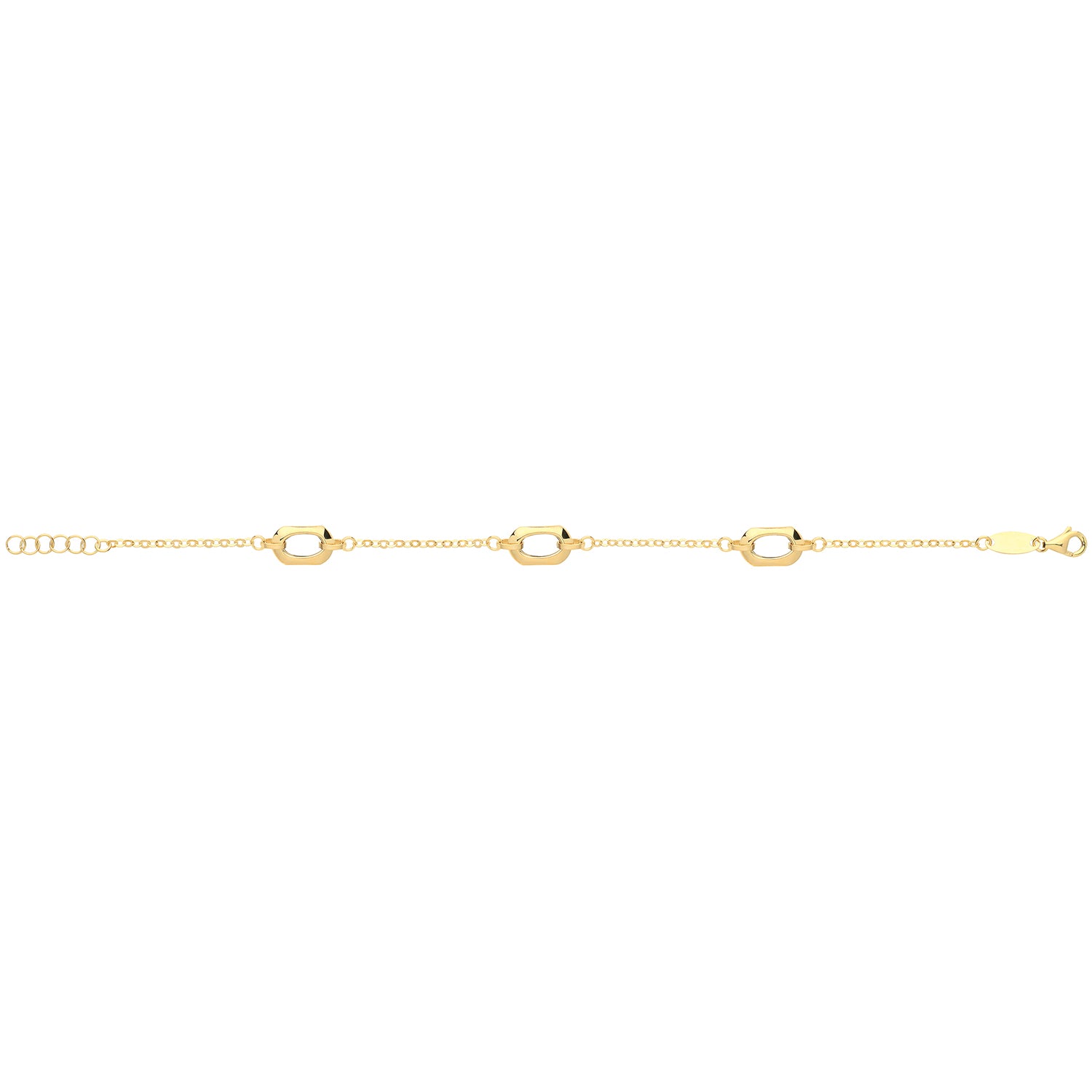 9Ct Gold Hexagon Bracelet - NK369B