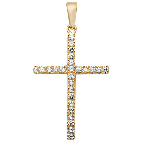 9ct Gold Cross Pendant with CZ Stones - PN996