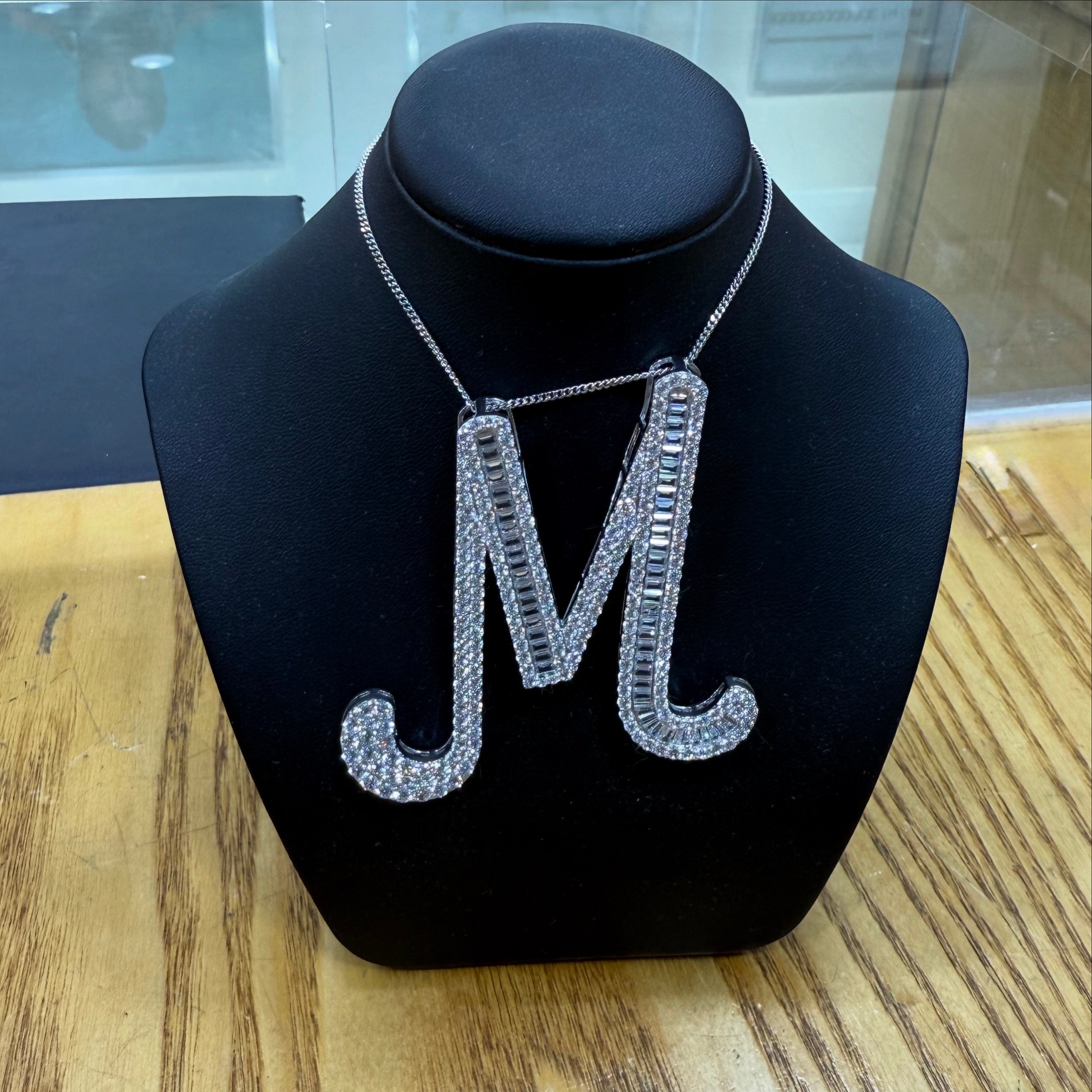 65mm Silver CZ Initial Pendant