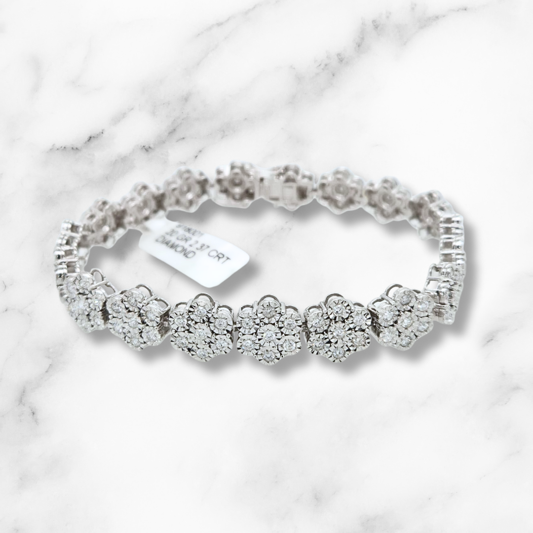 White Gold Diamond Daisy Bracelet
