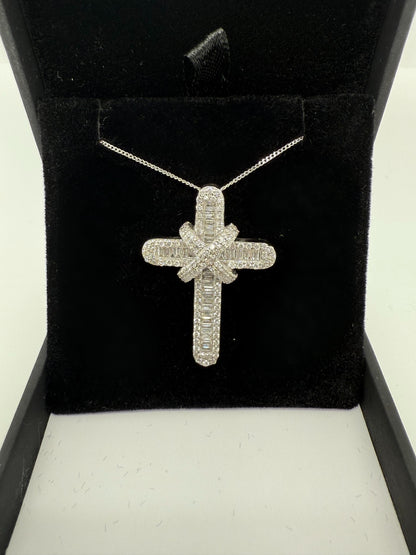 Diamond Cross Pendant (1ct) with White Gold Chain