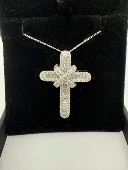 Diamond Cross Pendant (1ct) with White Gold Chain