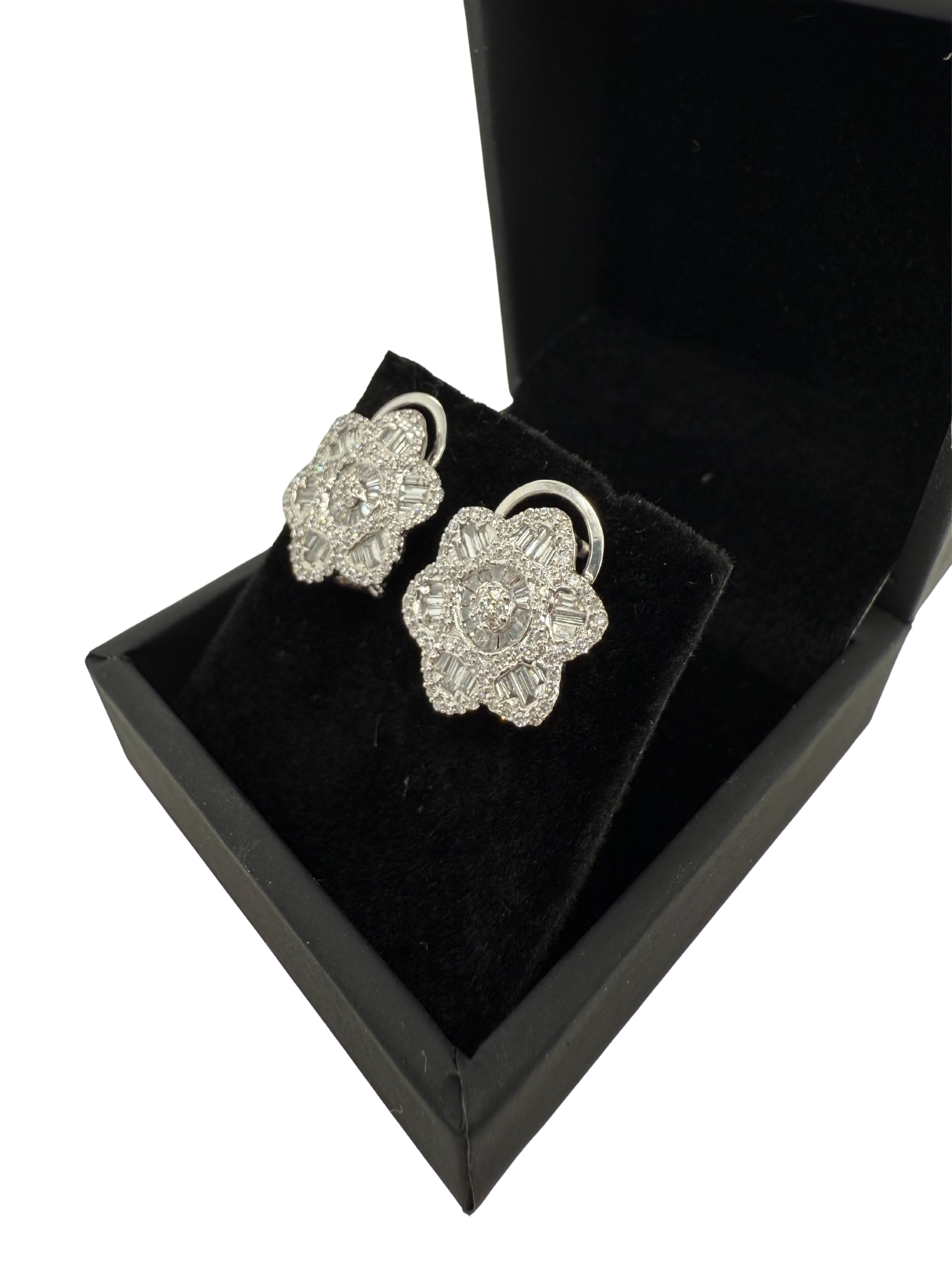 Diamond Flower Wagon Wheel Earrings