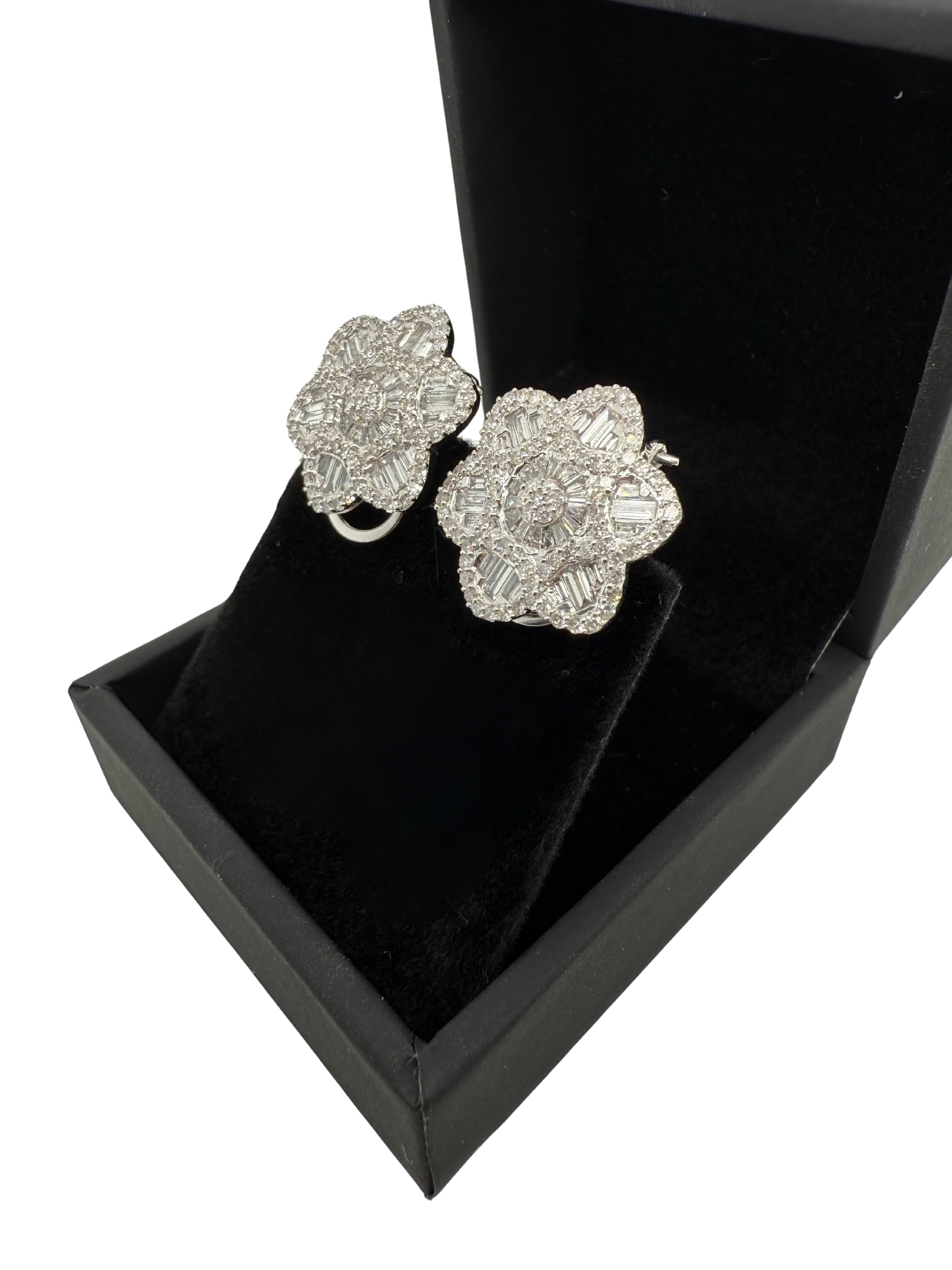 Diamond Flower Wagon Wheel Earrings