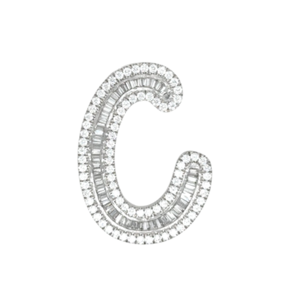40mm Silver CZ Initial Pendant