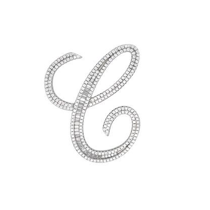 40mm Silver CZ Initial Pendant