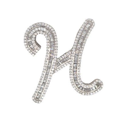 40mm Silver CZ Initial Pendant