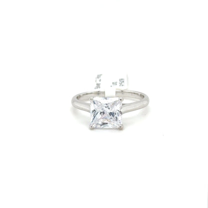 Sterling Silver Princess Cut Solitaire Ring with Cubic Zirconia