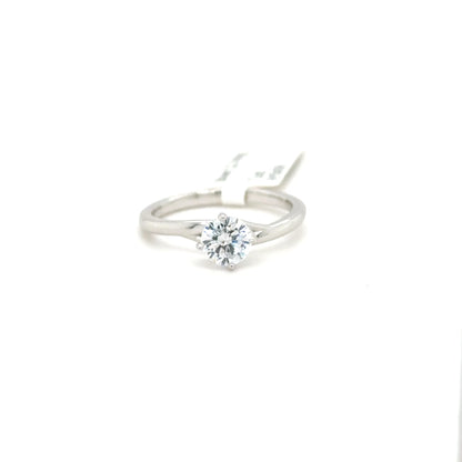Sterling Silver Round Cut Solitaire Ring with Cubic Zirconia