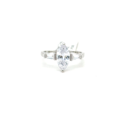 Sterling Silver Marquise Cut Ring with Cubic Zirconia