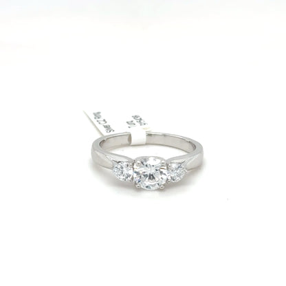 Sterling Silver Three Stone Round Cut Ring with Cubic Zirconia
