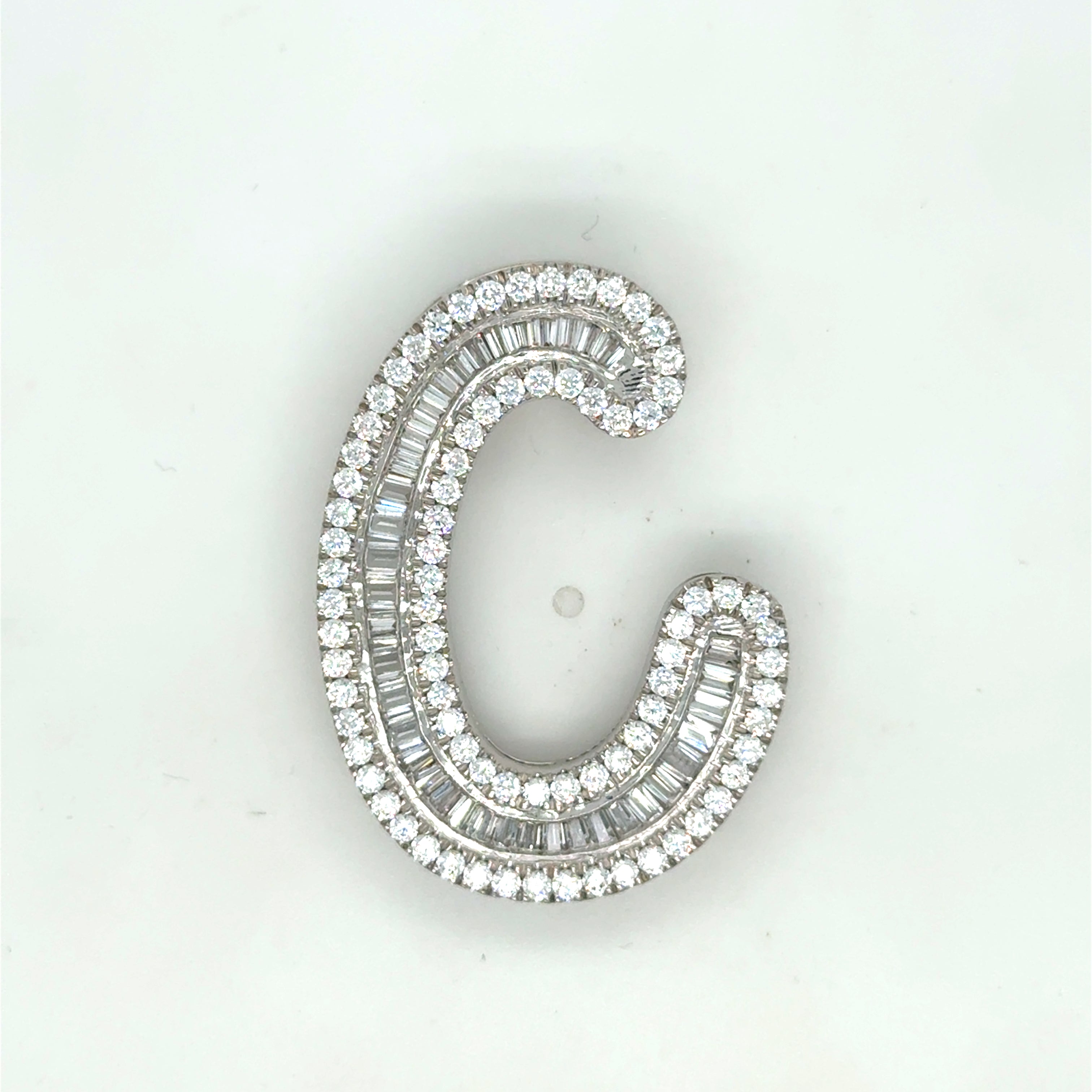 40mm Silver CZ Initial Pendant With Hoops