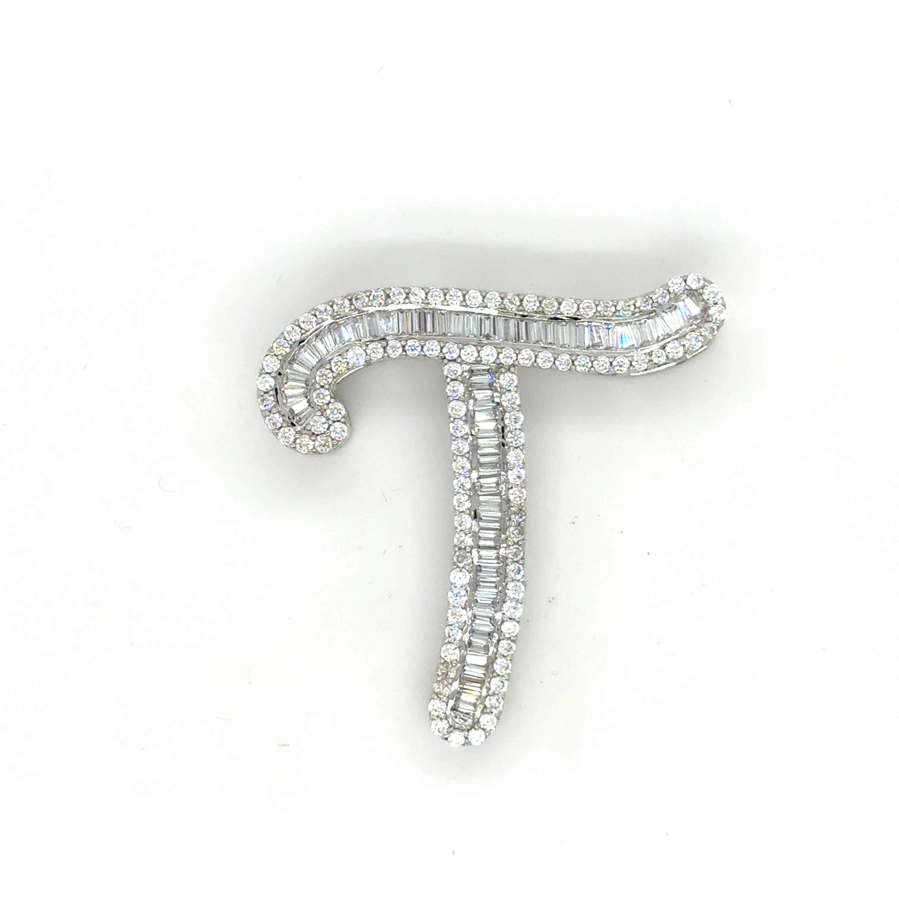 40mm Silver CZ Initial Pendant With Hoops