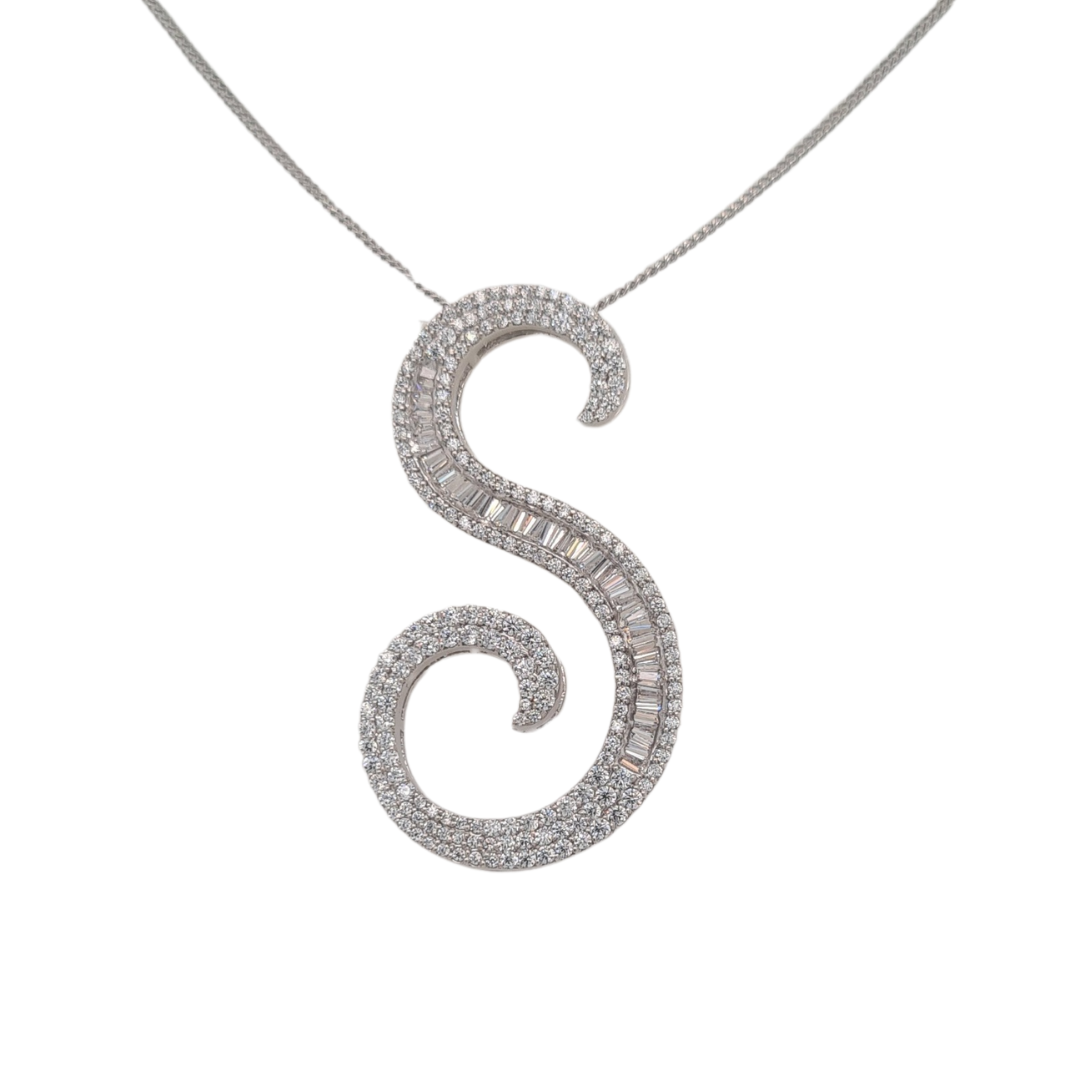 65mm Silver CZ Initial Pendant