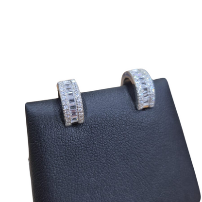 65mm (Large) Silver CZ Initial Pendant With Hoops