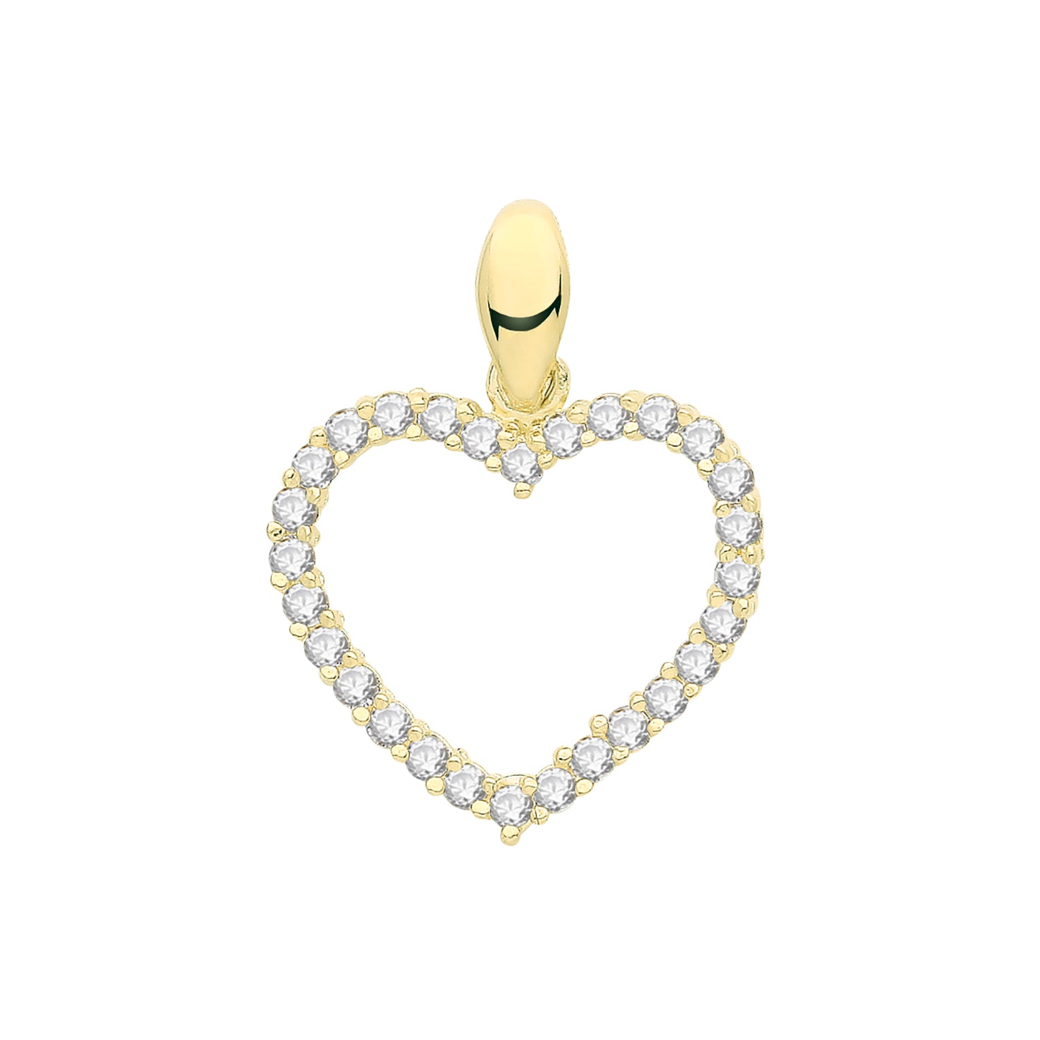 9ct Gold Heart Pendant with CZ Stones - PN1253
