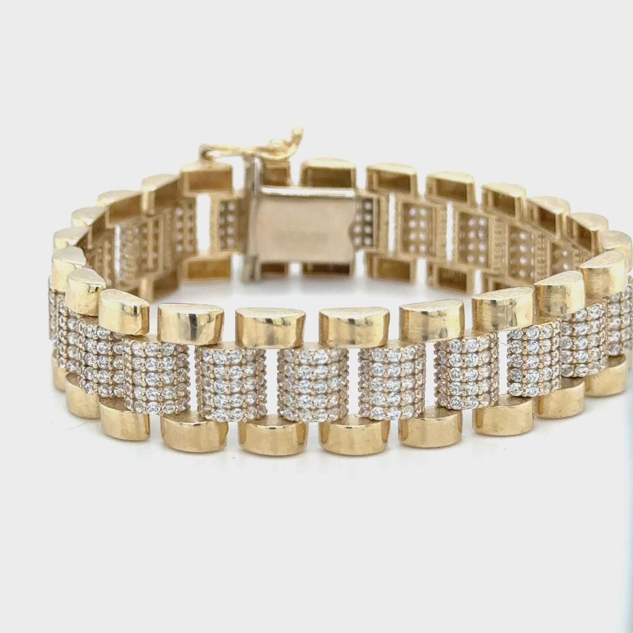9ct Yellow Gold with CZ Stones Presidential Bracelet