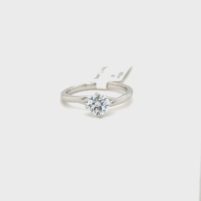 Sterling Silver Round Cut Solitaire Ring with Cubic Zirconia