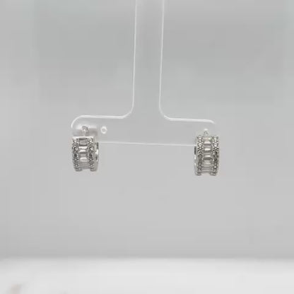 40mm Silver CZ Initial Pendant With Hoops