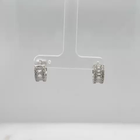 40mm Silver CZ Initial Pendant With Hoops