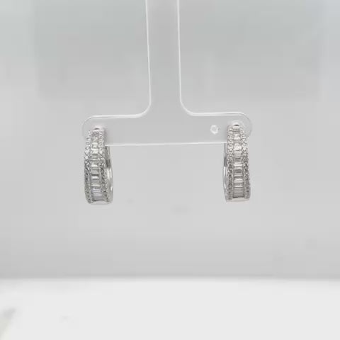 40mm Silver CZ Initial Pendant With Hoops