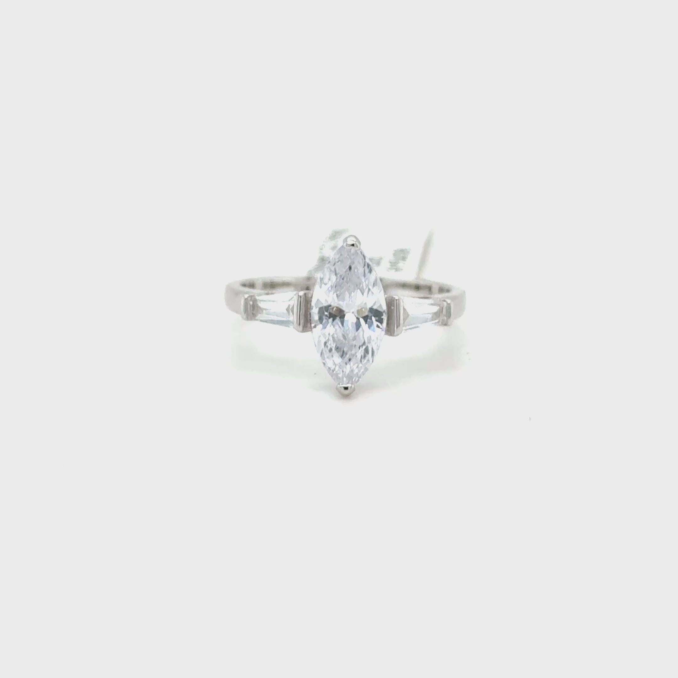 Sterling Silver Marquise Cut Ring with Cubic Zirconia