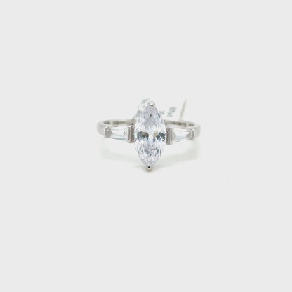 Sterling Silver Marquise Cut Ring with Cubic Zirconia