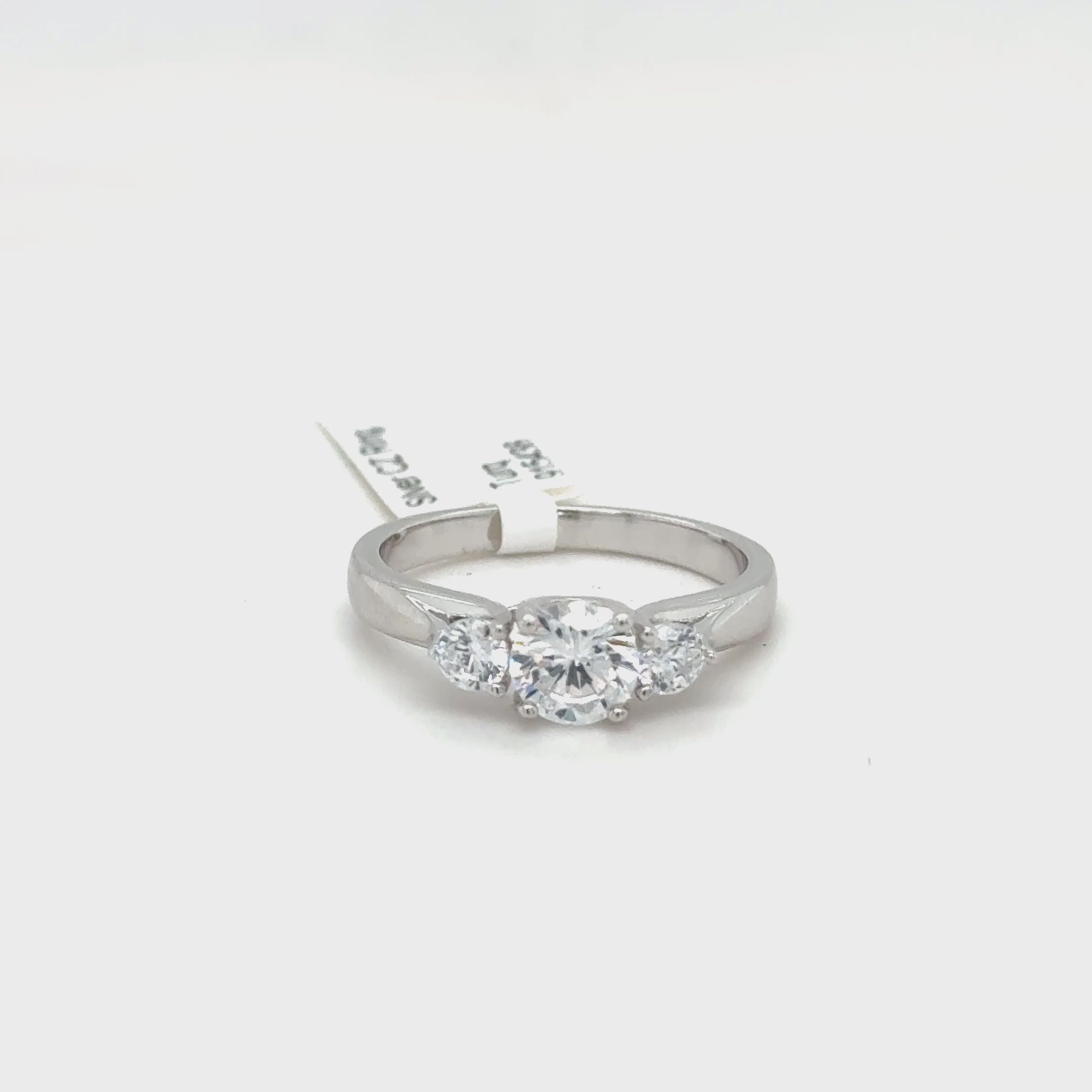 Sterling Silver Three Stone Round Cut Ring with Cubic Zirconia