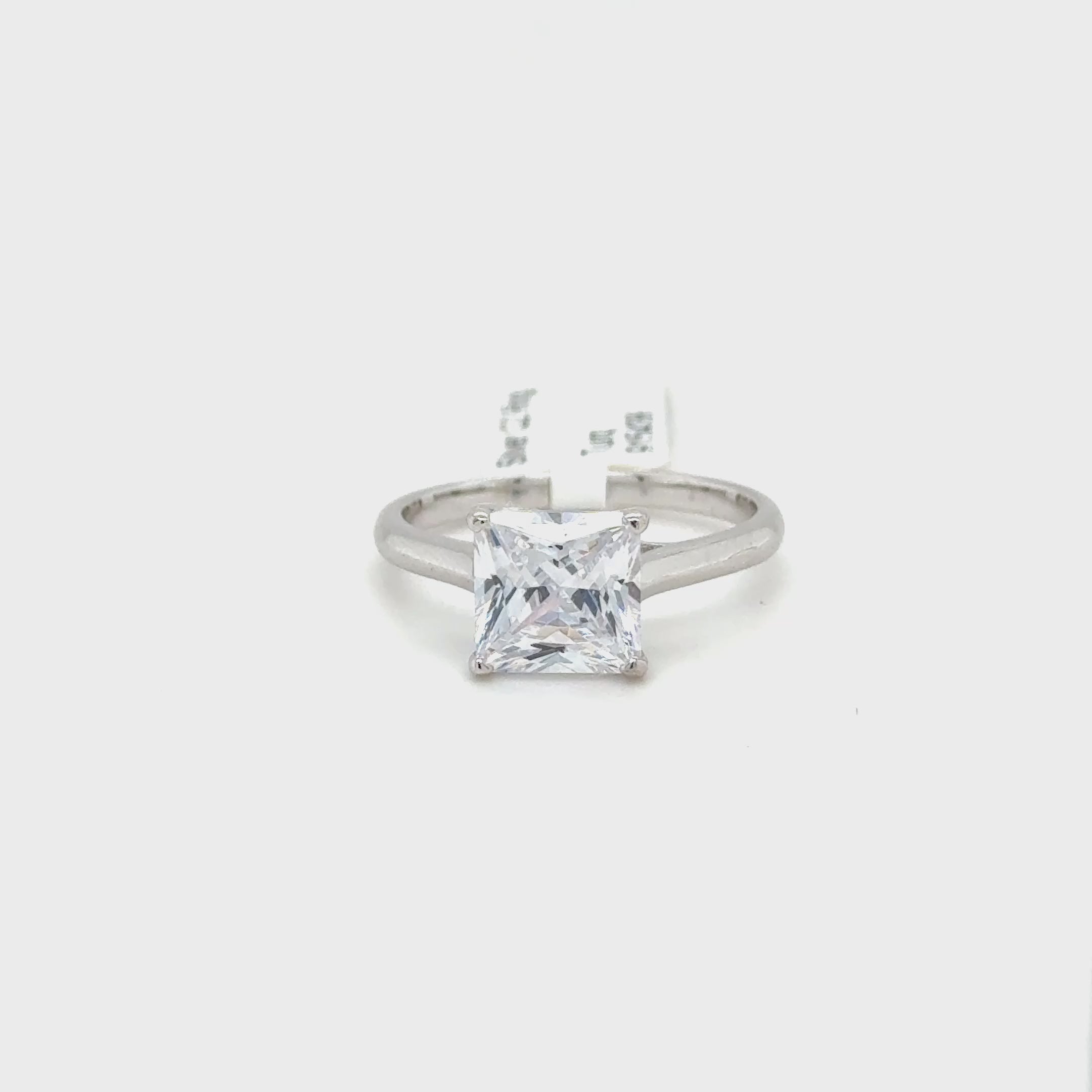 Sterling Silver Princess Cut Solitaire Ring with Cubic Zirconia