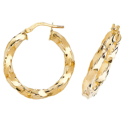 9ct Gold Twisted Hoops