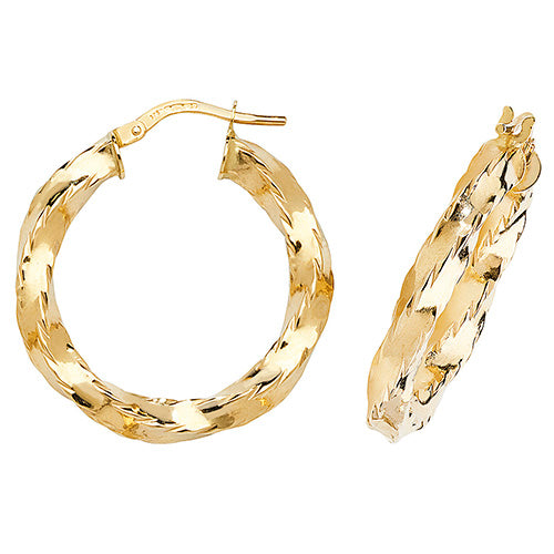 9ct Gold Twisted Hoops